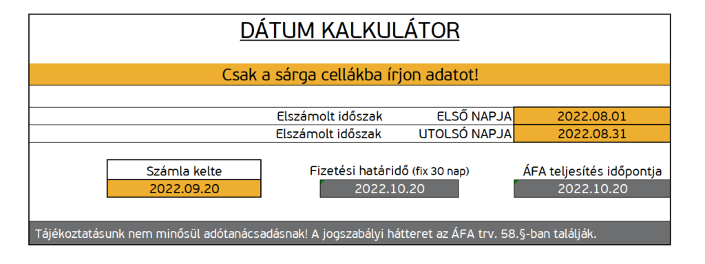 folyamatos teljesítés dátum kalkulátor